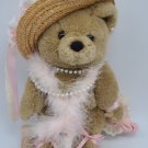 Vintage BEARLY PEOPLE  Bear PLUSH PINK FEATHERS Pearls 1920's Era Dressed w/ Tag