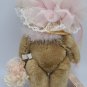 Vintage BEARLY PEOPLE  Bear PLUSH PINK FEATHERS Pearls 1920's Era Dressed w/ Tag