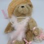 Vintage BEARLY PEOPLE  Bear PLUSH PINK FEATHERS Pearls 1920's Era Dressed w/ Tag