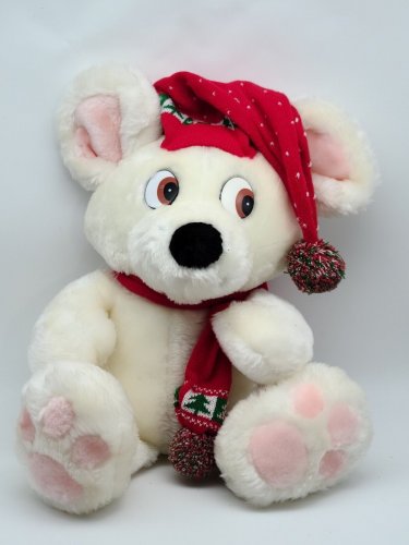 Vintage Commonweath Plush Christmas Mouse 1988 Large