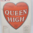 1927 CHARLIE RUGGLES musical sheet music (QUEEN HIGH