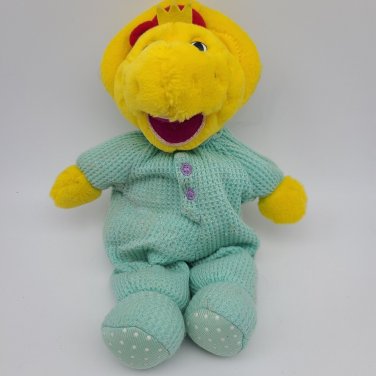 VINTAGE Bedtime Yellow BJ In Thermal Blue Pajamas Barney & Friends Plush 9"