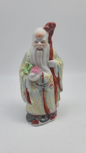 Vintage Chinese Shou Xing Figurine Porcelain God Of Longevity 8"