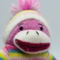 Inter-American Products 11" PomPom Sock Monkey Pink Rainbow Striped 2019 Plush