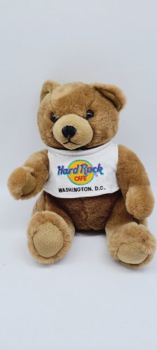 Hard Rock Cafe WASHINGTON DC 1999 TEDDY BEAR Plush w/ Neon HRC Logo Tee T-Shirt