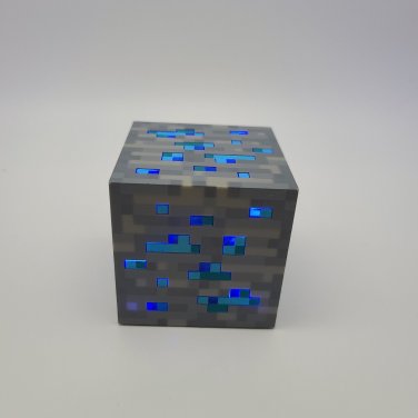 2012 THINK GEEK MINECRAFT 3" DIAMOND ORE BLUE LIGHT CUBE TAP NIGHT LIGHT -TESTED