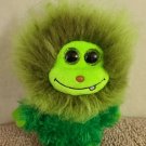 Ty Frizzys Scoops Fuzzy Hairy Monster Plush Stuffed Animal 7" Green Glitter Eyes