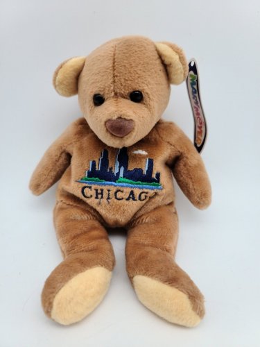 Mary Meyer Chicago Teddy Bear Beanbag Plush Stuffed Travel Souvenir CLEAN