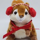 Frankford Christmas Squirrel Chipmunk  Stuffed Animal Plush 6" Red Ear Muffs Toy