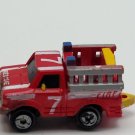 Small Micro Machine Datsun Fire Truck in Red with White Stripes Number 7