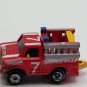 Small Micro Machine Datsun Fire Truck in Red with White Stripes Number 7