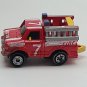 Small Micro Machine Datsun Fire Truck in Red with White Stripes Number 7
