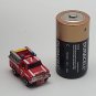 Small Micro Machine Datsun Fire Truck in Red with White Stripes Number 7