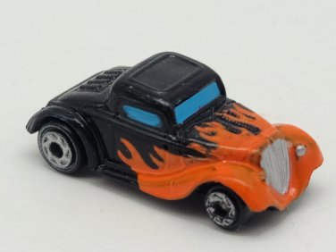 Vintage Micro Machines 33 WILLYS COUPE Black w/ Red Flames HOT ROD 1989 Galoob