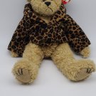 (1993) Ty Isabella Teddy Bear Plush Leopard Print Coat & Hat 14" Jointed w/ tag
