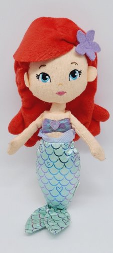 Disney  Little Mermaid 12&acirc;�� Stuffed Plush Ariel Doll Toy Purple Flower In Hair