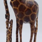 Giraffe Statue Mother and Baby African Muhuhu Wood Hand-Carved Kenya 12.5in
