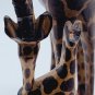 Giraffe Statue Mother and Baby African Muhuhu Wood Hand-Carved Kenya 12.5in
