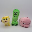 Minecraft 3-Plush Lot - Pig/Cheetah/CREEPER Mojang *CLEAN*