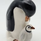 RARE Artist Signed Vicman Mexico Ceramic Figurine Penguin and Chick