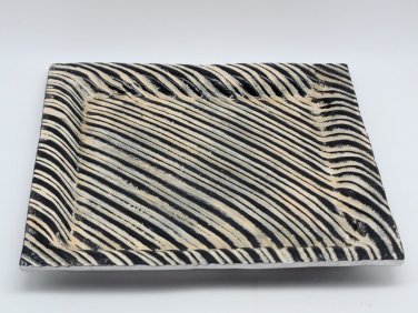 POTTERY BARN Glazed 10.5&acirc;�� Square Pewter Painted TRAY Not For Food/ Decorative