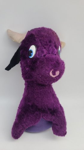 Vintage 1950s  Carnival Fair Prize Bull Plush Purple Stuffed Animal ULTRA RARE