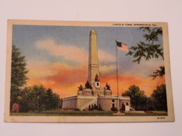Springfield IL - Illinois, Abraham Lincoln Tomb, Vintage, Linen, Postcard
