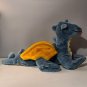 Rare Vintage Navy & Gold Dragon Plush Hand Puppet Lucy's Toys LARGE Stuffed Toy