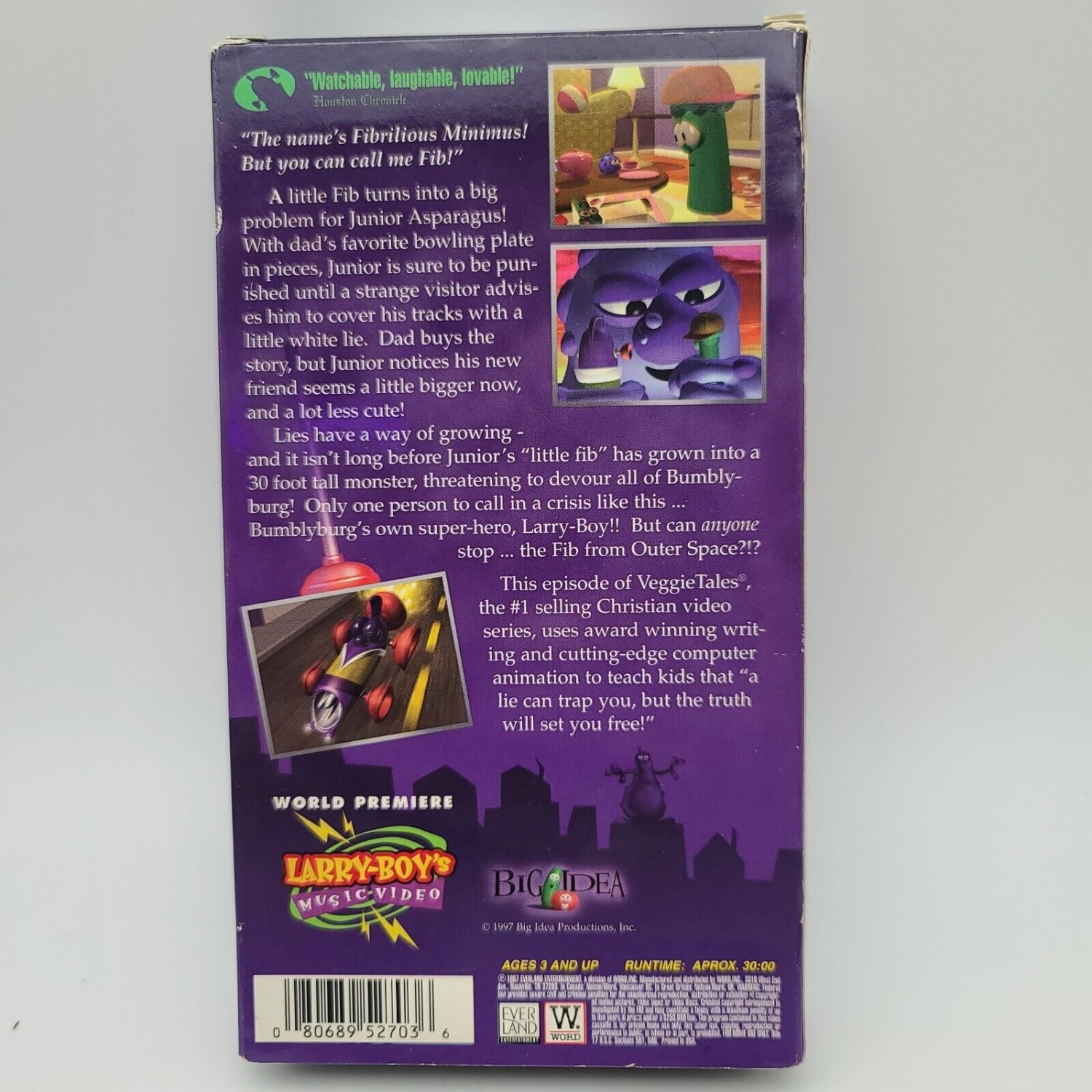 Veggietales Larry Boy And The Fib From Outer Space Sealed Vhs 1997 3323