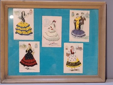 14"x18" Embroidered  Postcard Wall Collage by Spanish Artist Elsi Gumier