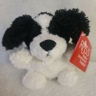 4” Mini Russ Luvvies LISA Black White Puppy Dog Stuffed Animal Beanie Sits Up