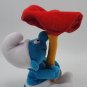 Vintage 1999 Blue Smurf Holding Red Mushroom Sitting Plush Stuffed Animal w/ TAG