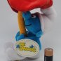Vintage 1999 Blue Smurf Holding Red Mushroom Sitting Plush Stuffed Animal w/ TAG