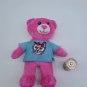 RARE Build A Bear Workshop Pink Bear with Kitten T-shirt Plush Hidden Back Pouch
