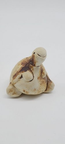 Turtle Sitting Small Handmade Stoneware 3" * HTF '