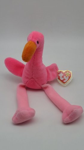 Ty Beanie Babies - "Pinky" the Flamingo ; 1995 ; 3rd Gen.  Swing Tag