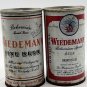 Wiedemann 12 oz. Straight Steel Flat Top Beer Can 1960's Set Of 2