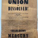 News Press Ephemera 1860 THE UNION IS DISSOLVED replica Aged Parchment 14”x12”