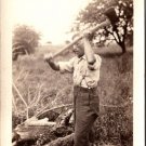 1940s Photo 3.5" x 2.5" Men Chopping wood with Ax Chifu Chifoo China