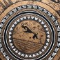 Mid Century Modern Design Gazelle Grecian Etruscan Metal Tray 13" Rustic Cond.