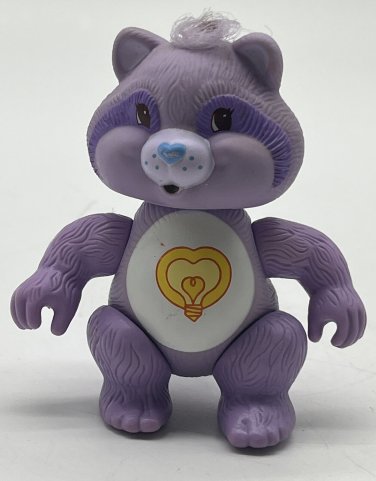 Vintage Care Bear BRIGHT HEART RACCOON Cousin Poseable Figure Purple 1985