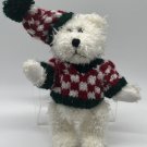 Hugfun Holiday 2000 Jointed Teddy Bear w/ Red White Check Sweater & Hat 8”