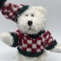 Hugfun Holiday 2000 Jointed Teddy Bear w/ Red White Check Sweater & Hat 8â