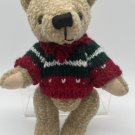 Hugfun Holiday 2000 Jointed Teddy Bear w/ Red Green Stripe 8”