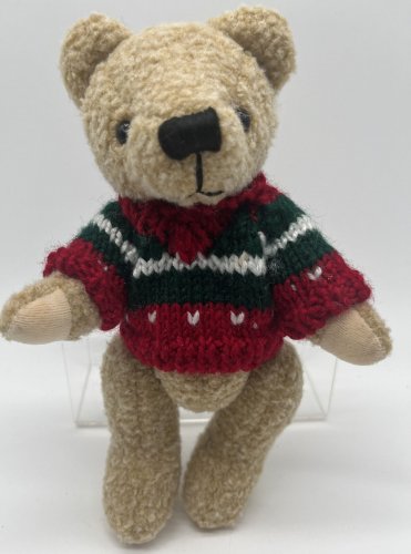 Hugfun Holiday 2000 Jointed Teddy Bear w/ Red Green Stripe 8&acirc;��