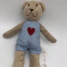 Ikea Fabler Bjorn Tan Teddy Bear Stuffed Animal Blue Stripe Red Heart CLEAN
