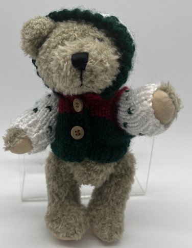 Hugfun Christmas Holiday 2000 Jointed Teddy Bear w/ Red Green White Sweater 8&acirc;��
