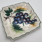 Vintage Kitschy Ceramic Handpainted Tray Dish Decoration Made In Italy Grapes 7”