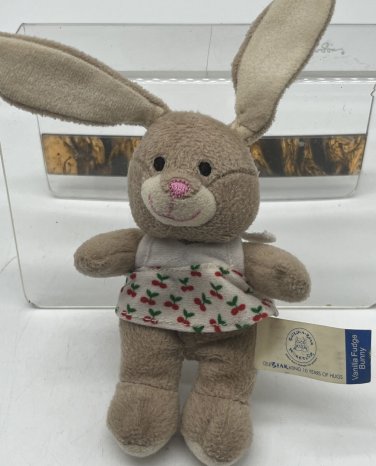 Build A Bear Mini Plush Vanilla Fudge Bunny Rabbit With Cherry Print Dress