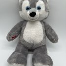 Build A Bear Wiley Wolf Plush Great Wolf Lodge Foot Logo Grey White Blue Eyes